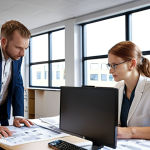 **

"A bustling local government office, showcasing diverse professionals – project managers, environmental experts, IT specialists – working collaboratively on computers and blueprints. Soft, natural lighting, modern office setting, subtle Polish flag in the background. Focus on teamwork and competence."

**