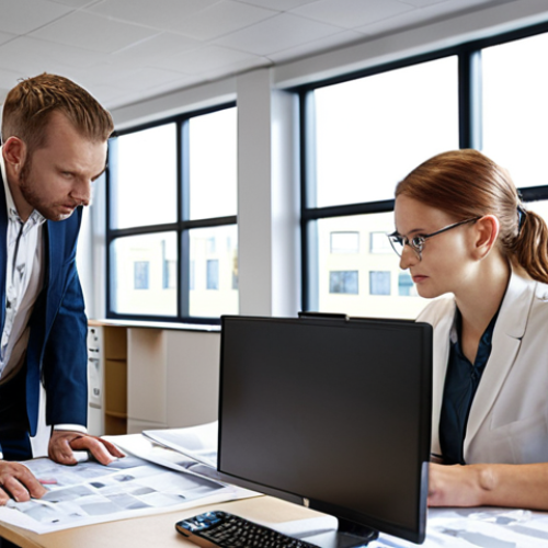 **

"A bustling local government office, showcasing diverse professionals – project managers, environmental experts, IT specialists – working collaboratively on computers and blueprints. Soft, natural lighting, modern office setting, subtle Polish flag in the background. Focus on teamwork and competence."

**